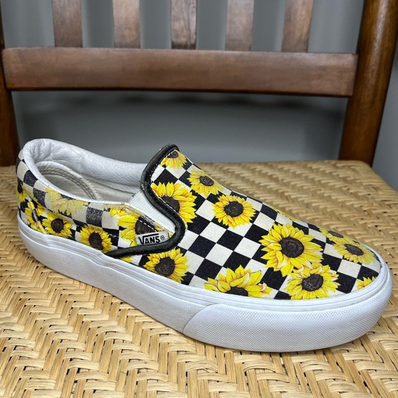 VANS Custom Checkered Sunflower Skateboard Slip one Sneakers size 9 - Picture 3 of 15